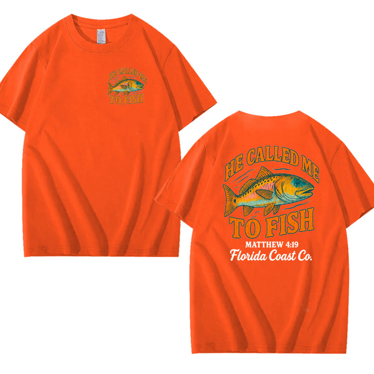 He Called Me To Fish Pattern 100% Cotton T-Shirt