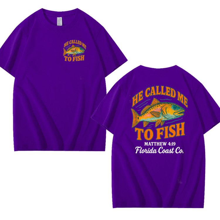 He Called Me To Fish Pattern 100% Cotton T-Shirt