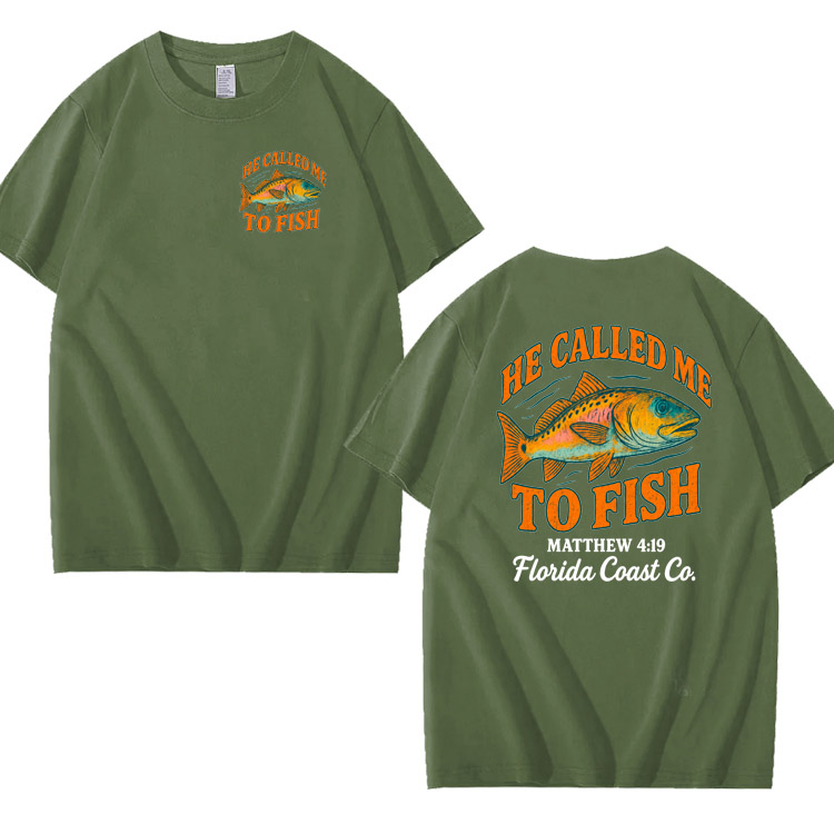 He Called Me To Fish Pattern 100% Cotton T-Shirt