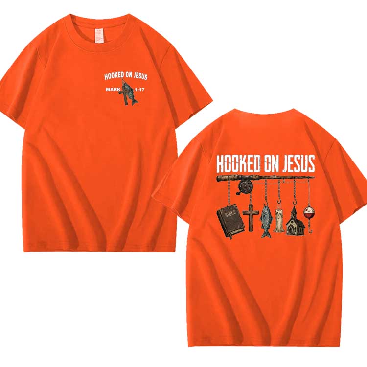 Hooked On Jesus Pattern 100% Cotton T-Shirt