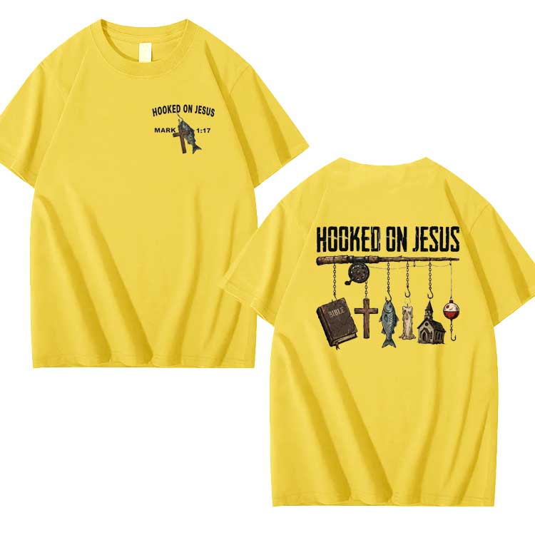 Hooked On Jesus Pattern 100% Cotton T-Shirt