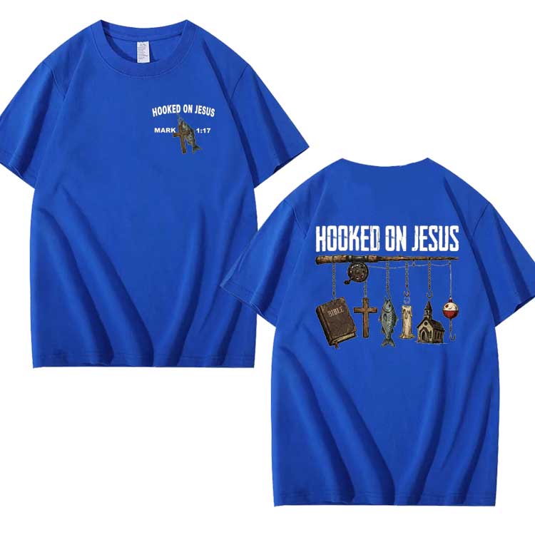 Hooked On Jesus Pattern 100% Cotton T-Shirt