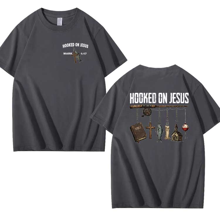 Hooked On Jesus Pattern 100% Cotton T-Shirt