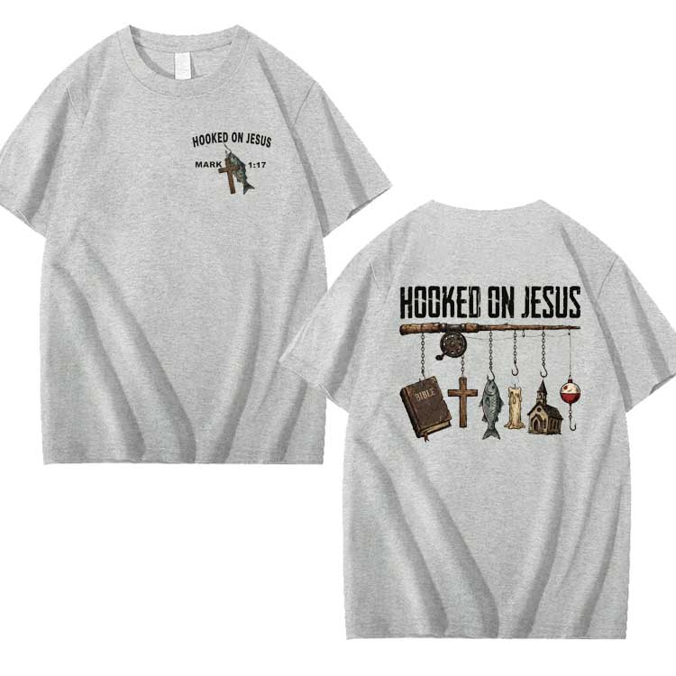 Hooked On Jesus Pattern 100% Cotton T-Shirt