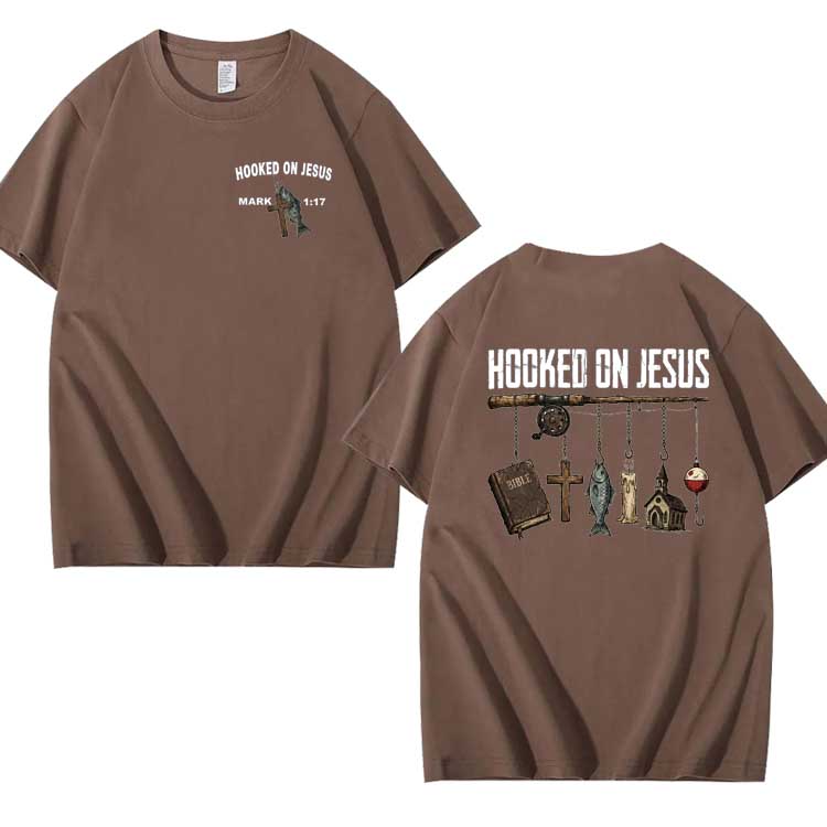Hooked On Jesus Pattern 100% Cotton T-Shirt