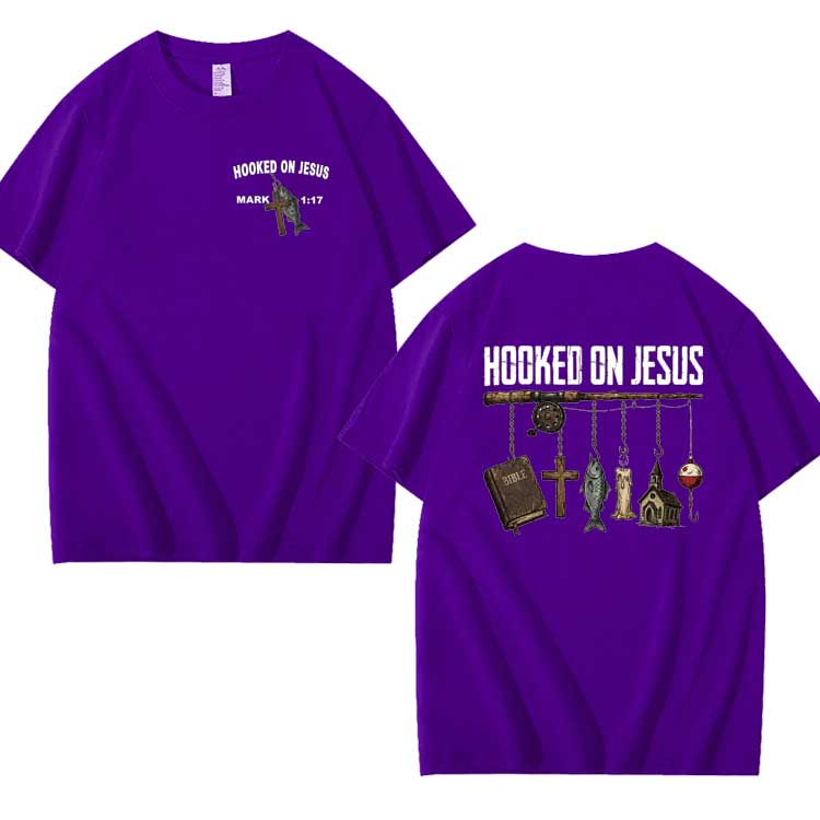 Hooked On Jesus Pattern 100% Cotton T-Shirt