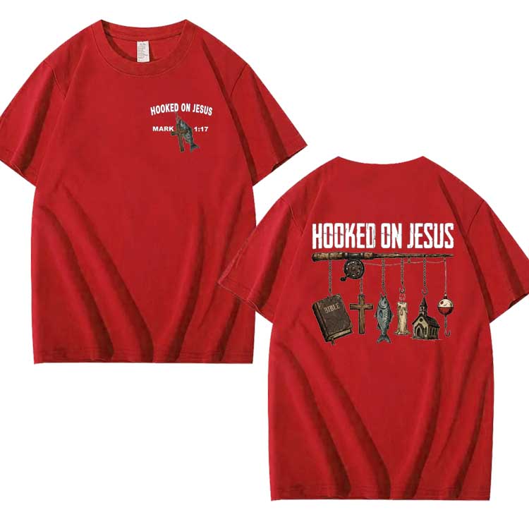 Hooked On Jesus Pattern 100% Cotton T-Shirt