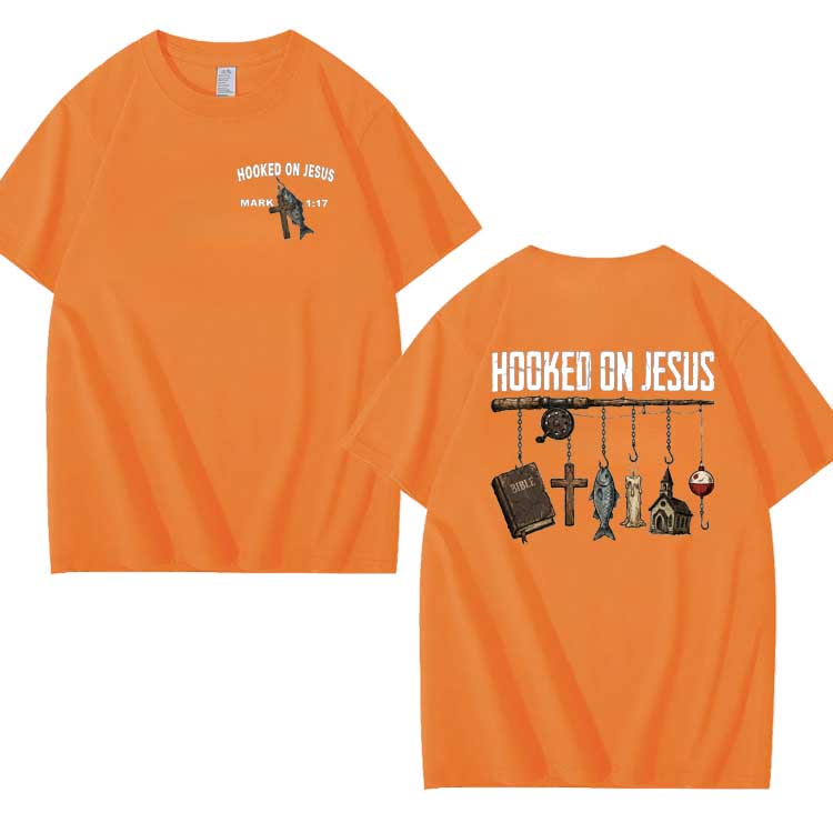 Hooked On Jesus Pattern 100% Cotton T-Shirt