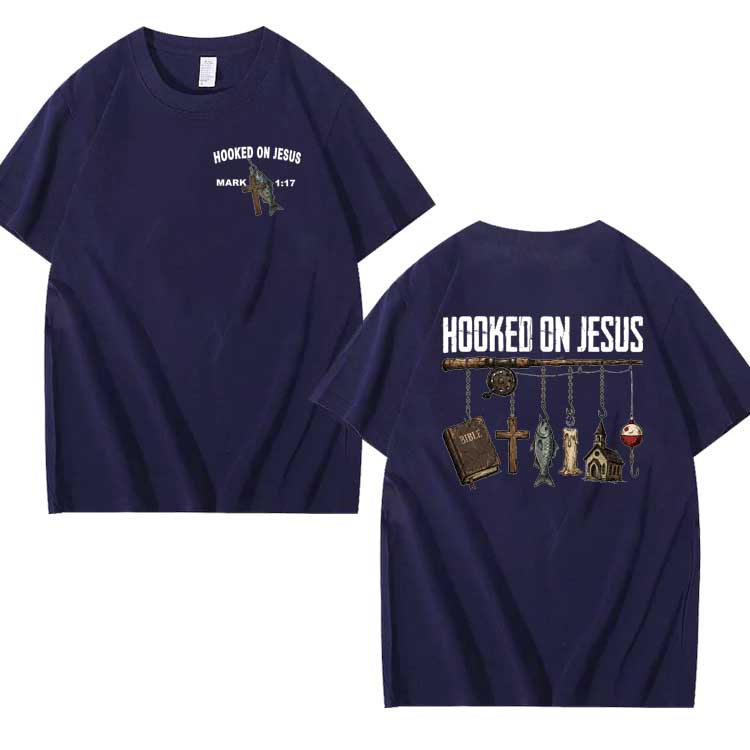 Hooked On Jesus Pattern 100% Cotton T-Shirt