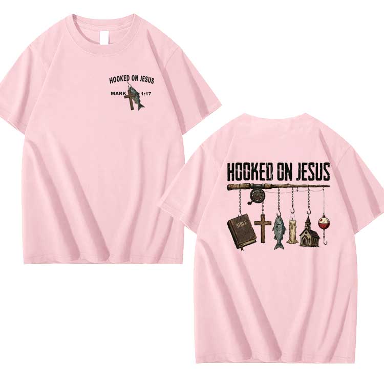 Hooked On Jesus Pattern 100% Cotton T-Shirt