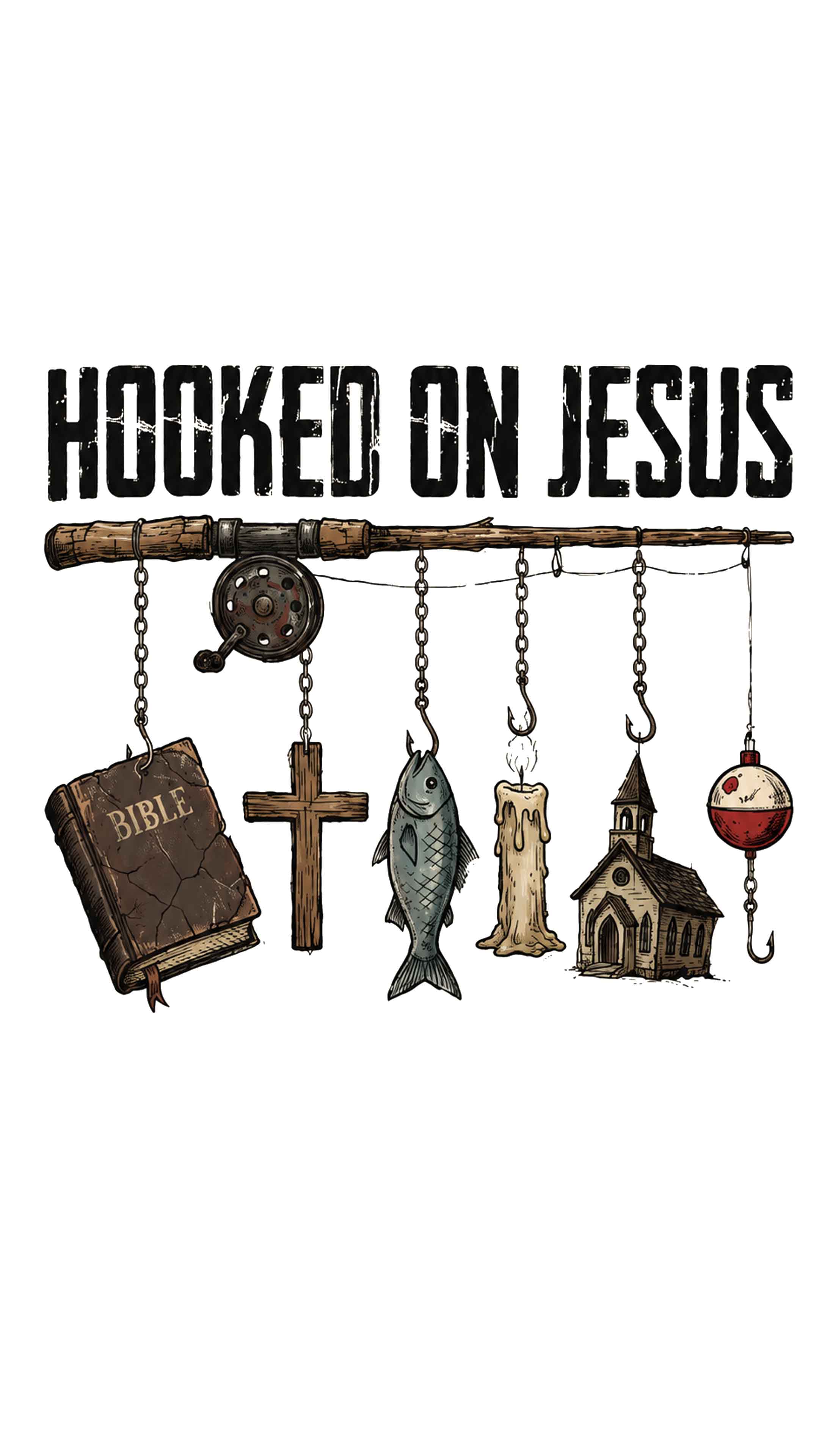 Hooked On Jesus Pattern 100% Cotton T-Shirt