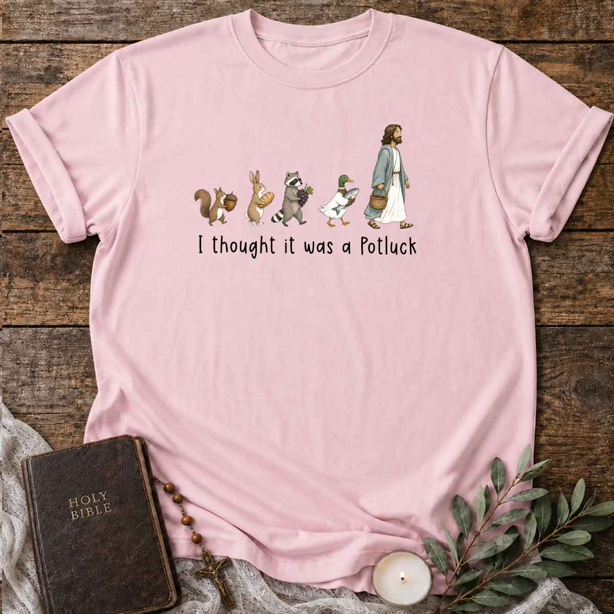 I Thought  It Was A Potluck  Pattern 100% Cotton T-Shirt