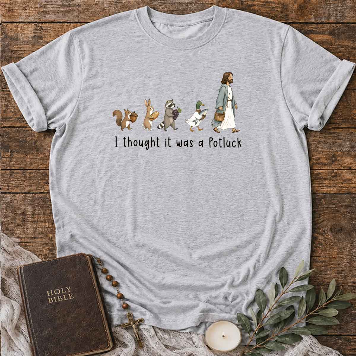 I Thought  It Was A Potluck  Pattern 100% Cotton T-Shirt
