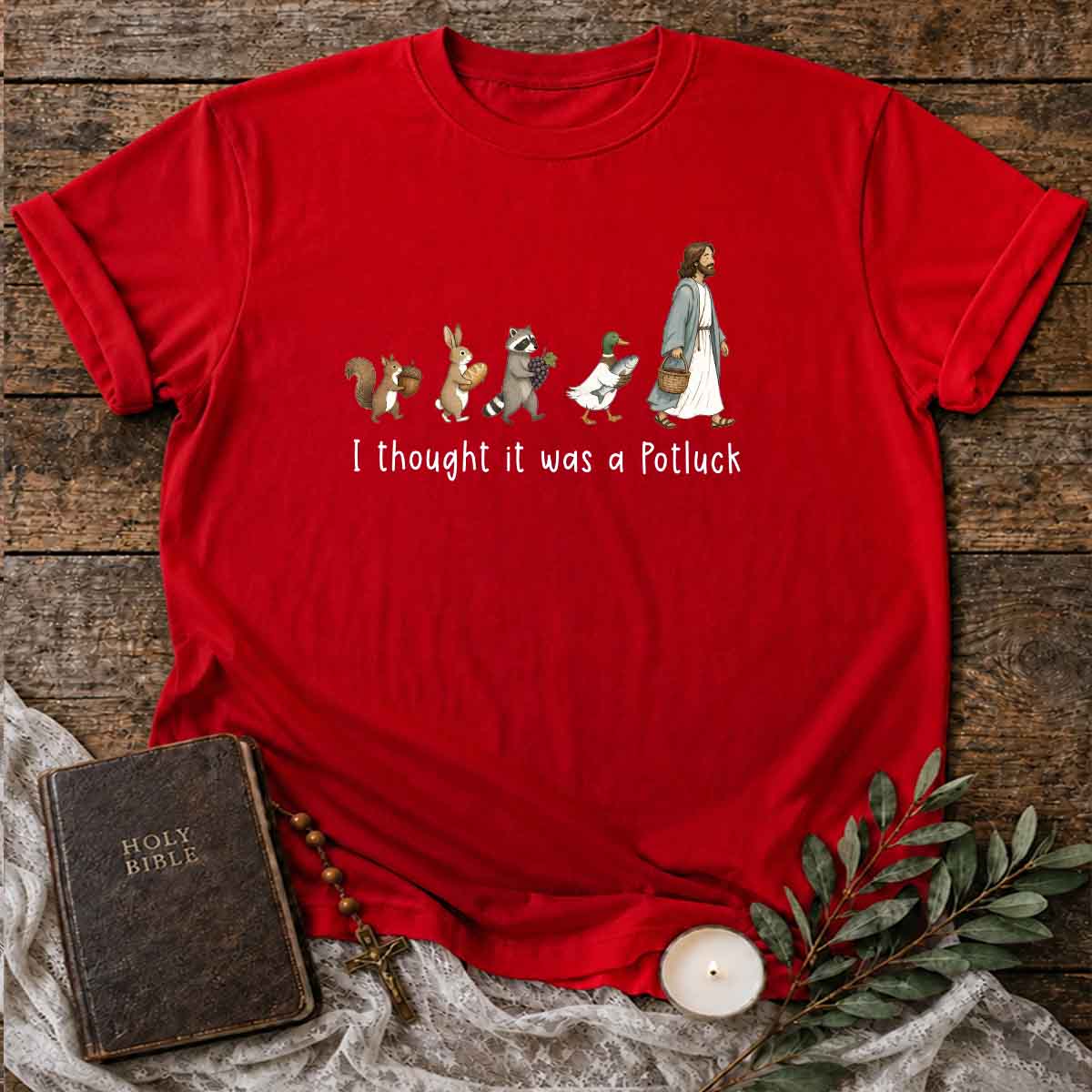 I Thought  It Was A Potluck  Pattern 100% Cotton T-Shirt
