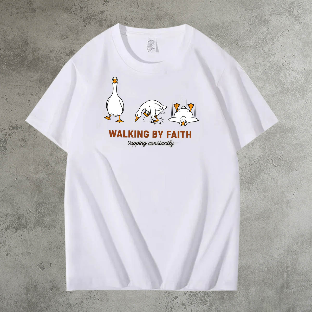 Walking By Faith Tripping Constantly  Pattern 100% Cotton T-Shirt