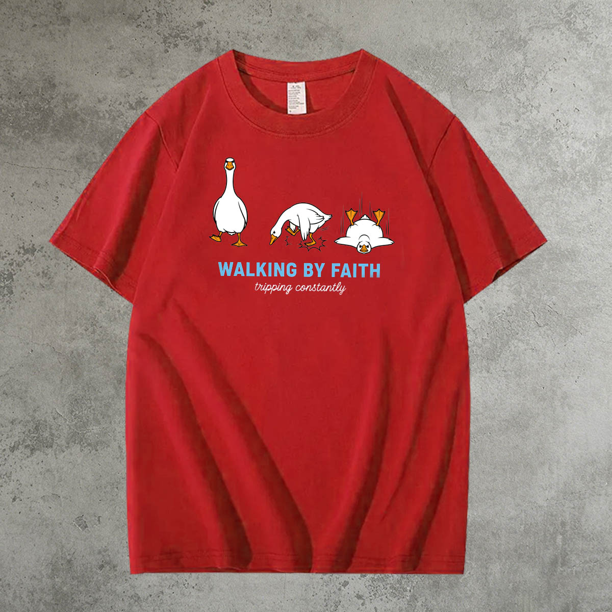 Walking By Faith Tripping Constantly  Pattern 100% Cotton T-Shirt