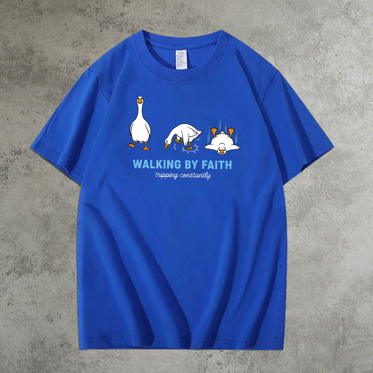 Walking By Faith Tripping Constantly  Pattern 100% Cotton T-Shirt