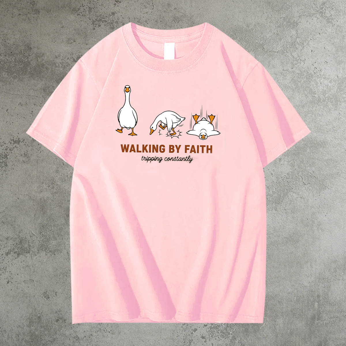 Walking By Faith Tripping Constantly  Pattern 100% Cotton T-Shirt