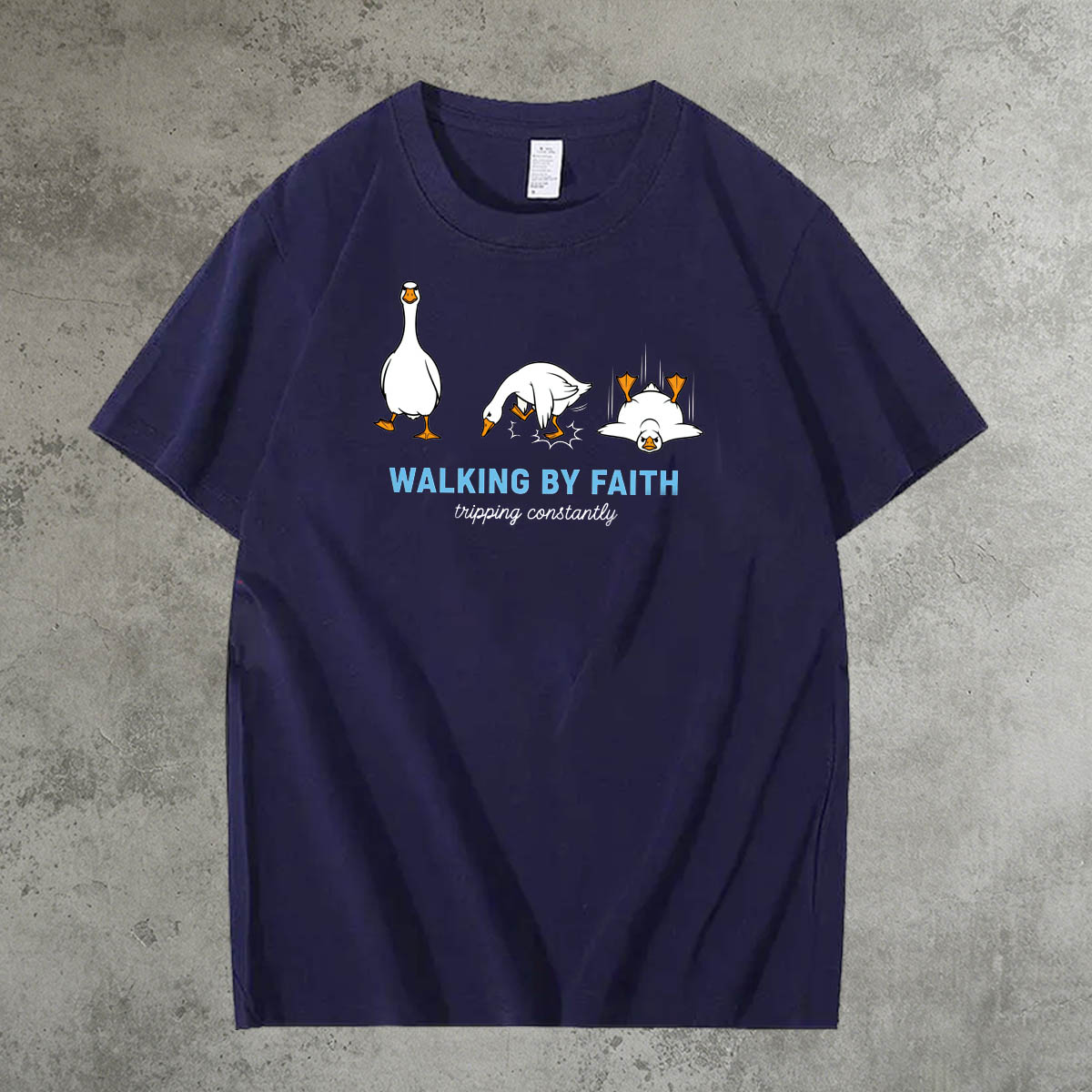 Walking By Faith Tripping Constantly  Pattern 100% Cotton T-Shirt