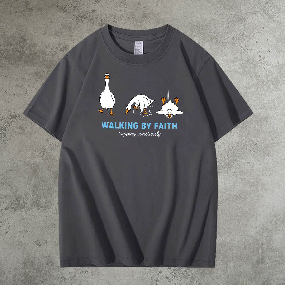 Walking By Faith Tripping Constantly  Pattern 100% Cotton T-Shirt