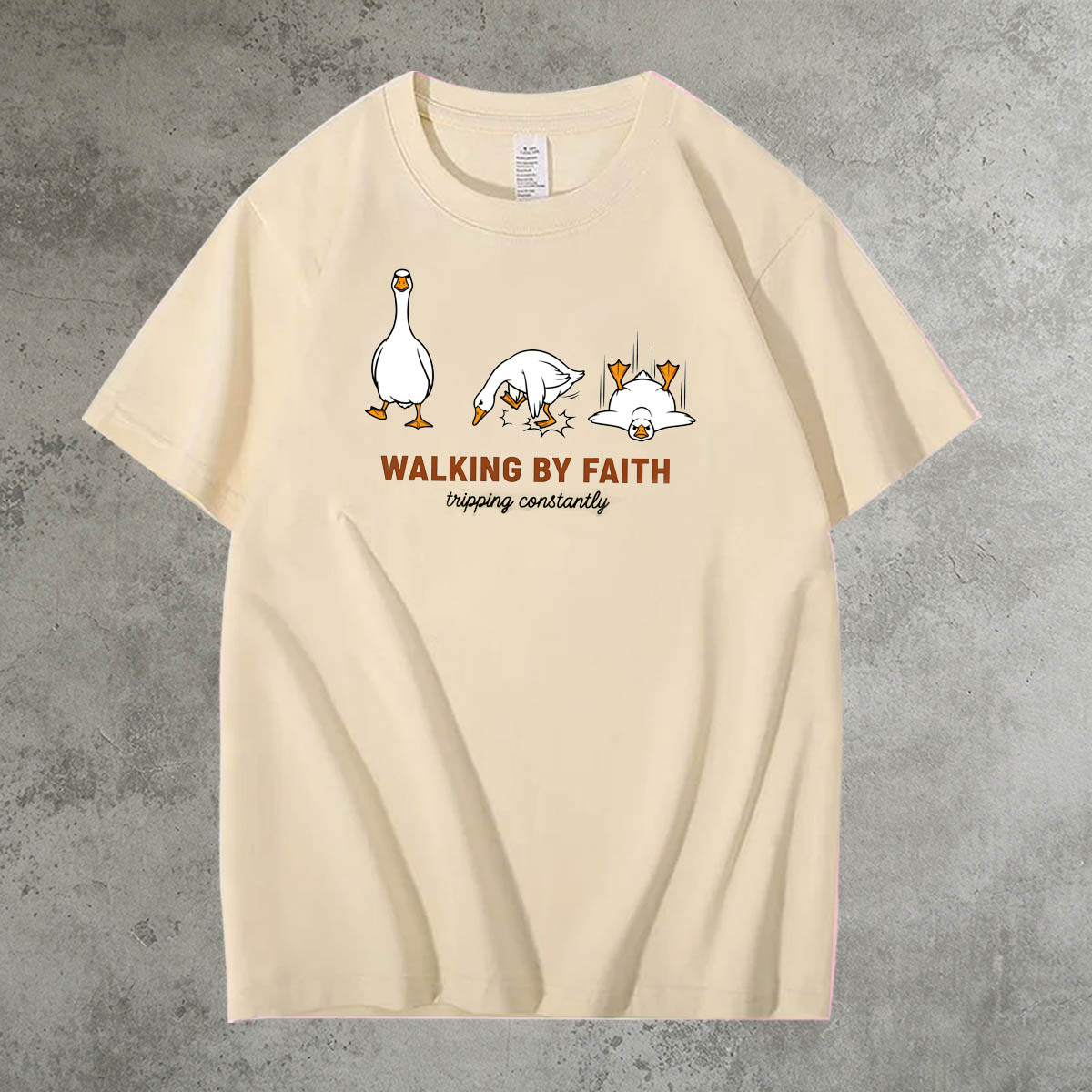 Walking By Faith Tripping Constantly  Pattern 100% Cotton T-Shirt
