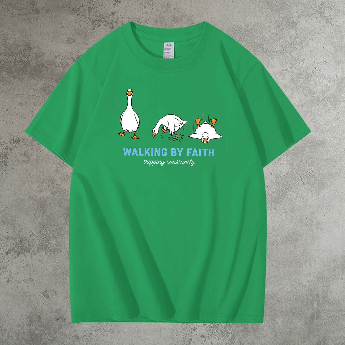 Walking By Faith Tripping Constantly  Pattern 100% Cotton T-Shirt