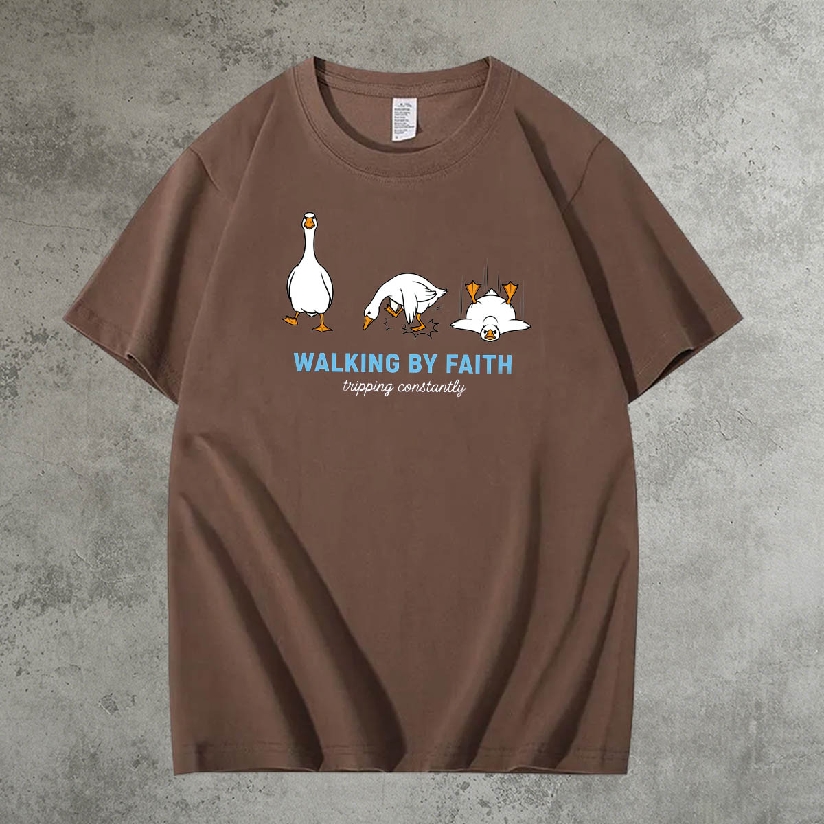 Walking By Faith Tripping Constantly  Pattern 100% Cotton T-Shirt