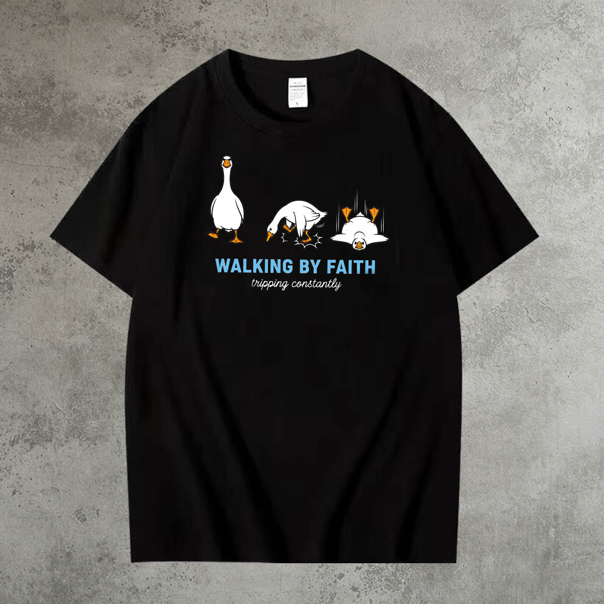 Walking By Faith Tripping Constantly  Pattern 100% Cotton T-Shirt