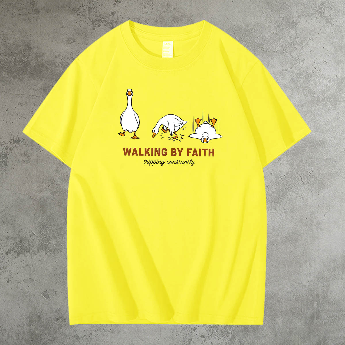 Walking By Faith Tripping Constantly  Pattern 100% Cotton T-Shirt
