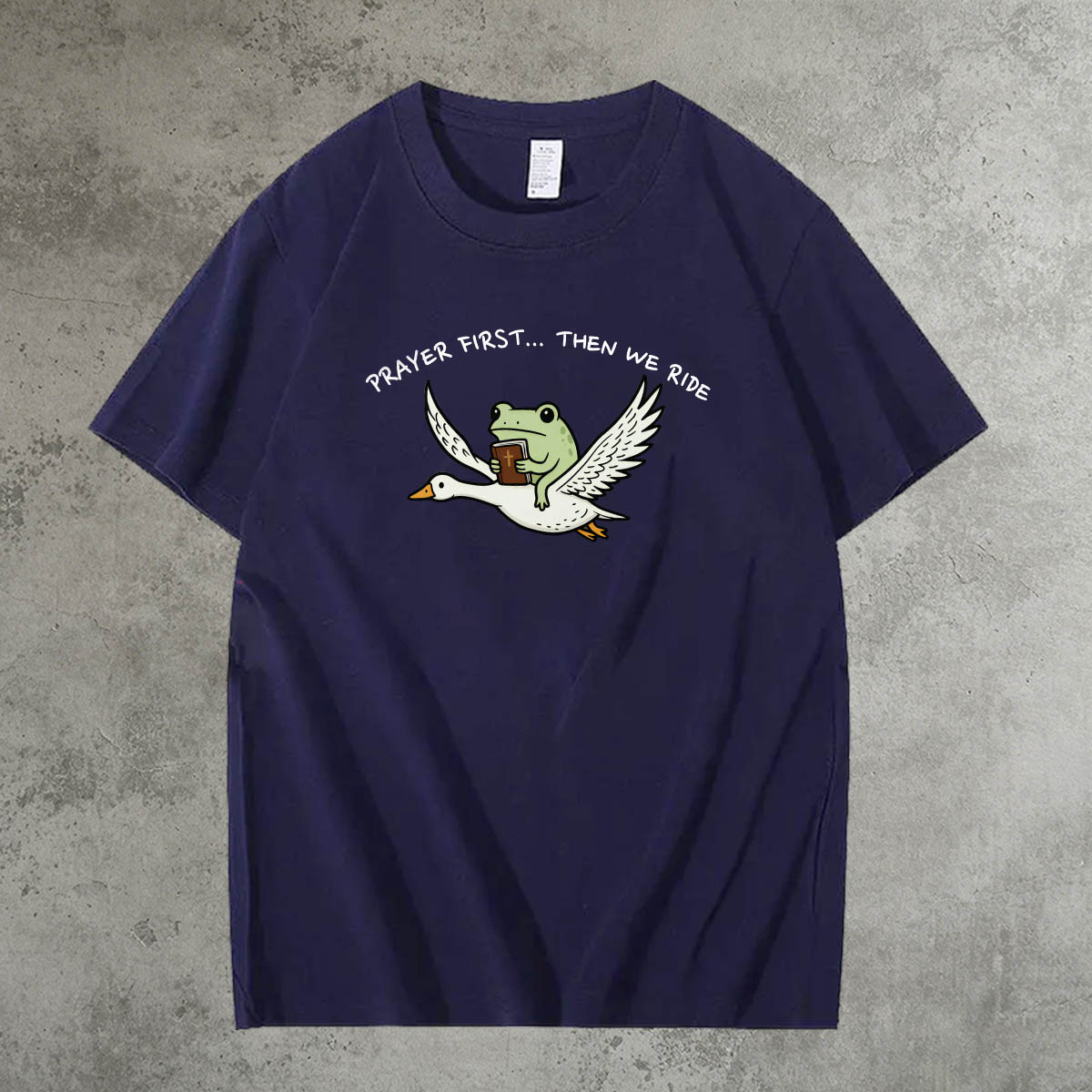 Prayer First Then We Ride Pattern 100% Cotton T-Shirt