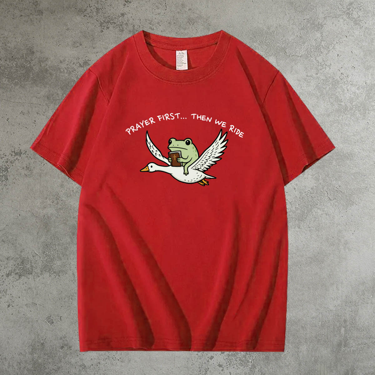 Prayer First Then We Ride Pattern 100% Cotton T-Shirt