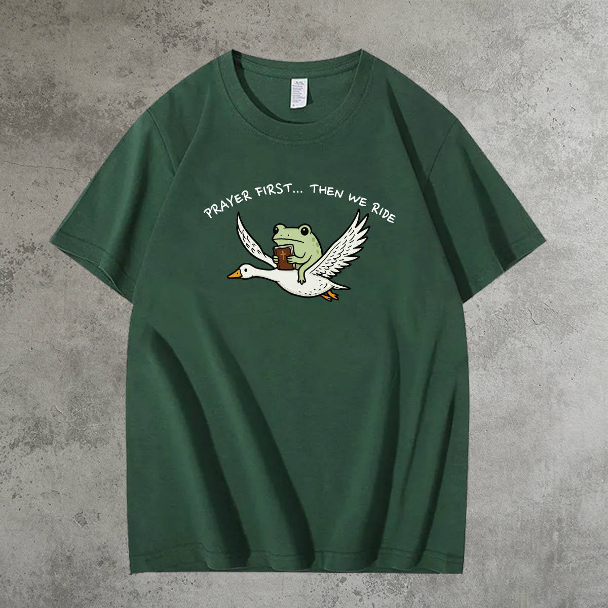 Prayer First Then We Ride Pattern 100% Cotton T-Shirt