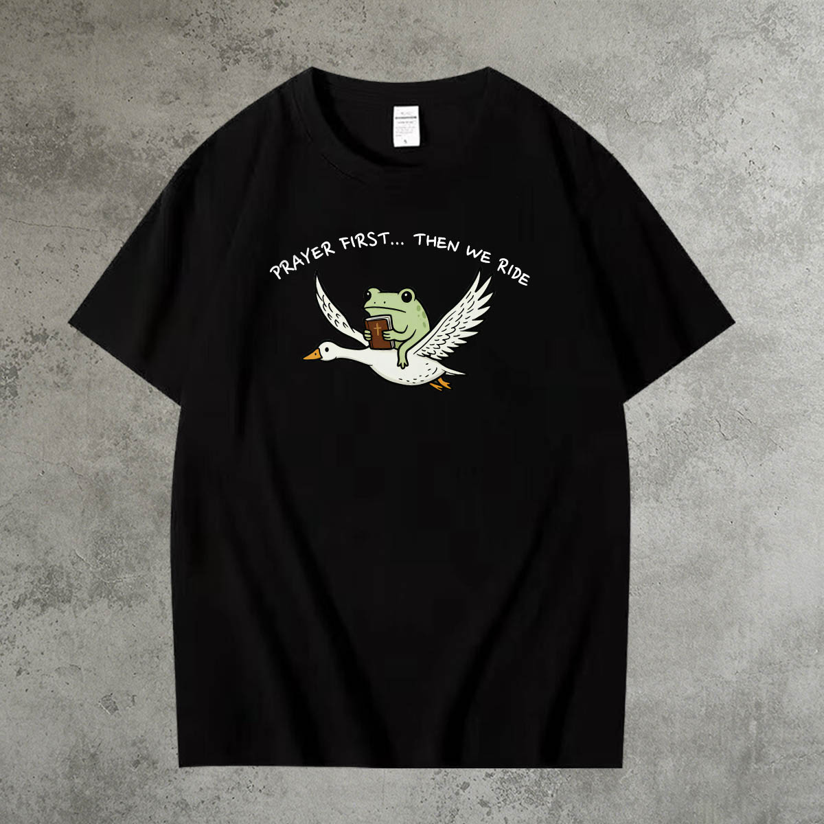 Prayer First Then We Ride Pattern 100% Cotton T-Shirt