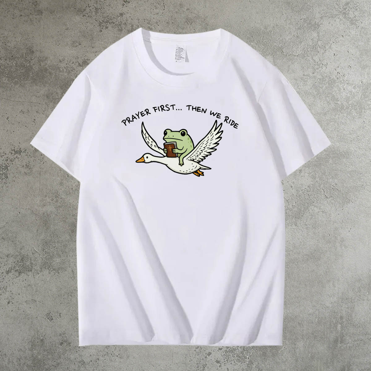 Prayer First Then We Ride Pattern 100% Cotton T-Shirt