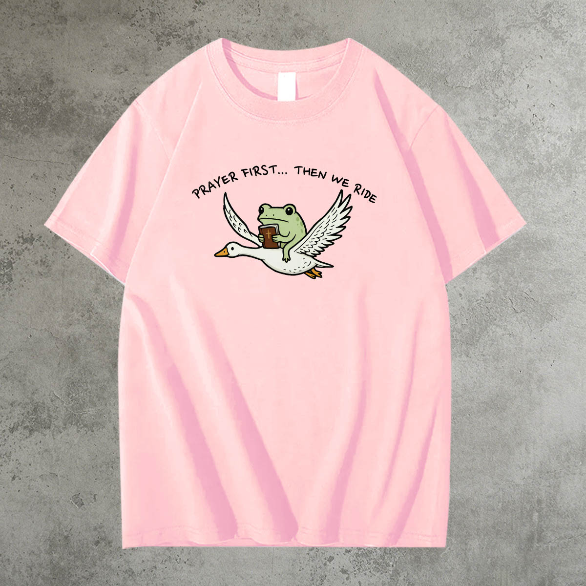 Prayer First Then We Ride Pattern 100% Cotton T-Shirt