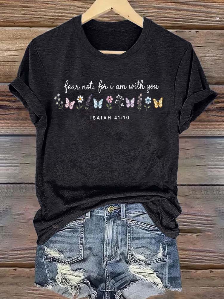 With You Pattern Round-Neck Cotton T-Shirt