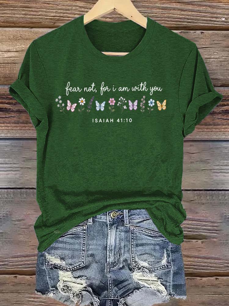 With You Pattern Round-Neck Cotton T-Shirt