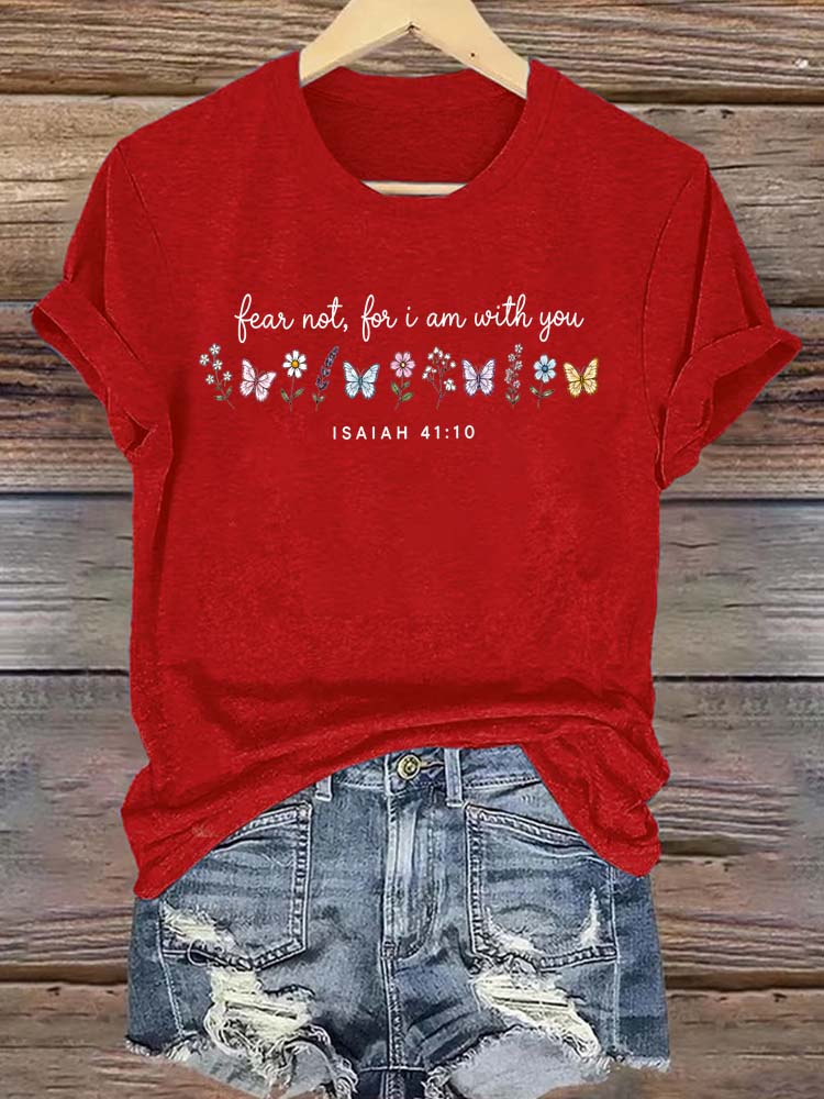 With You Pattern Round-Neck Cotton T-Shirt