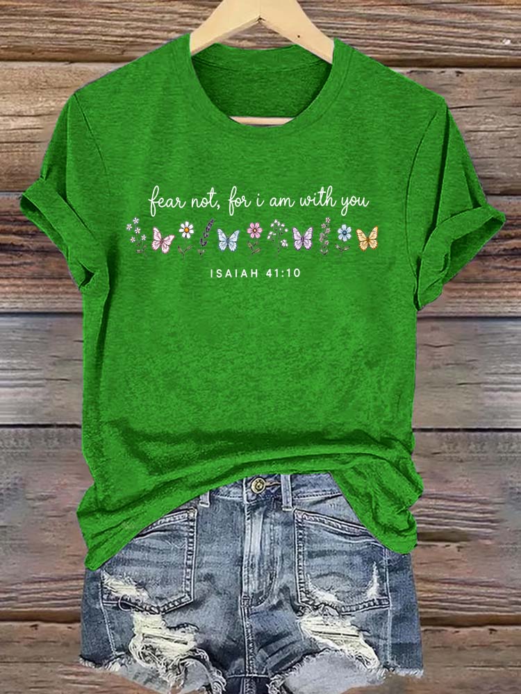 With You Pattern Round-Neck Cotton T-Shirt