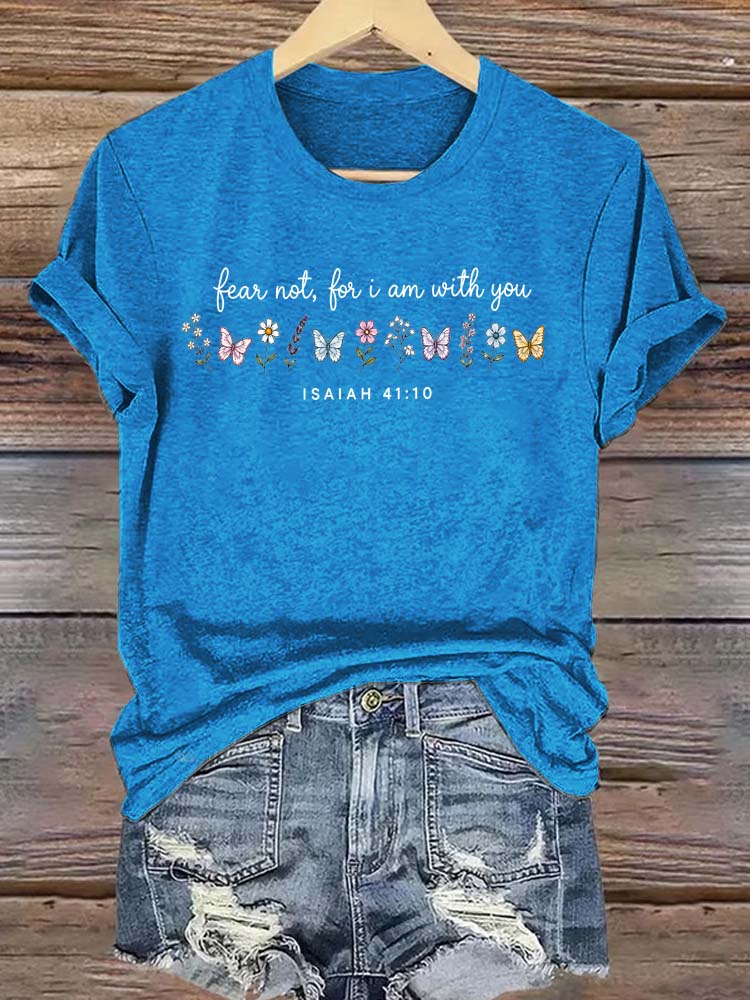 With You Pattern Round-Neck Cotton T-Shirt