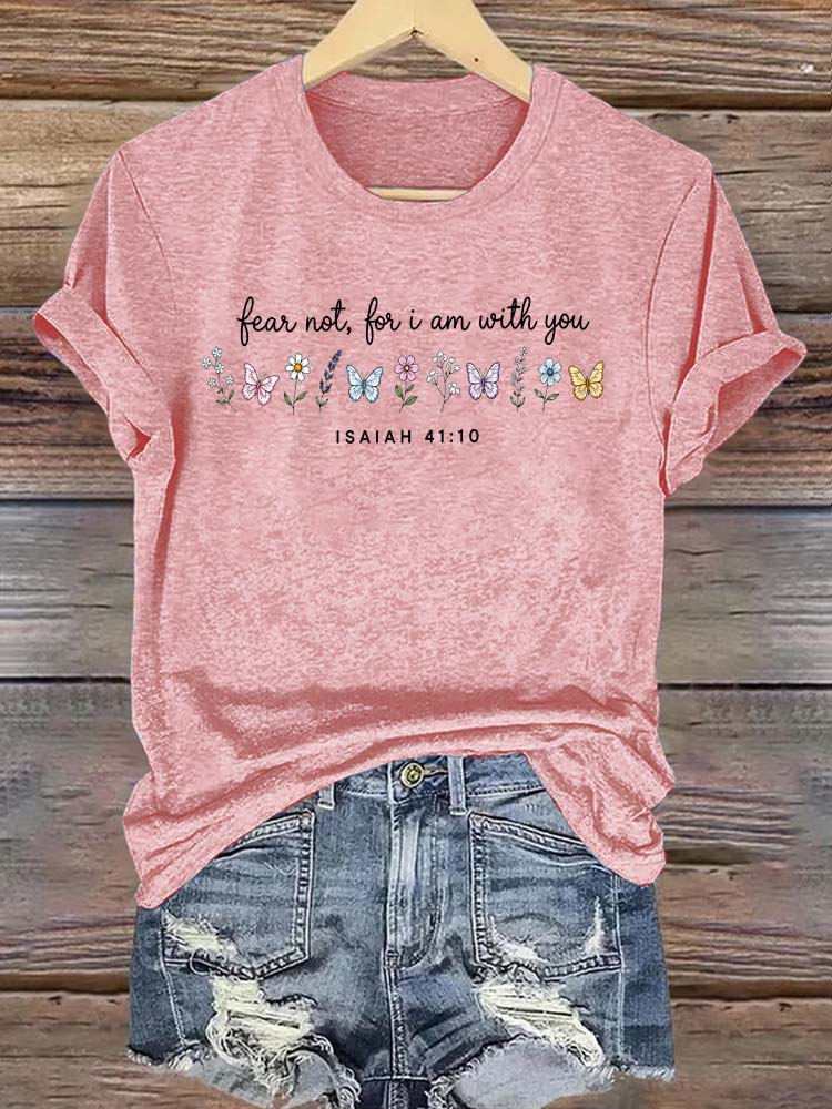 With You Pattern Round-Neck Cotton T-Shirt