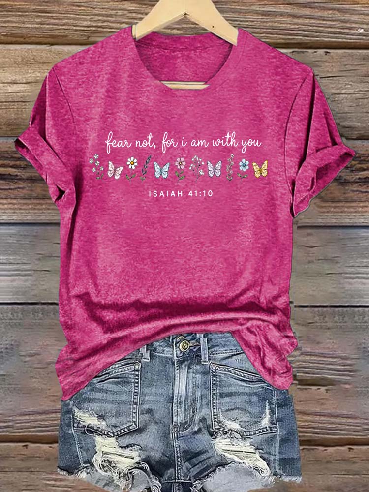 With You Pattern Round-Neck Cotton T-Shirt