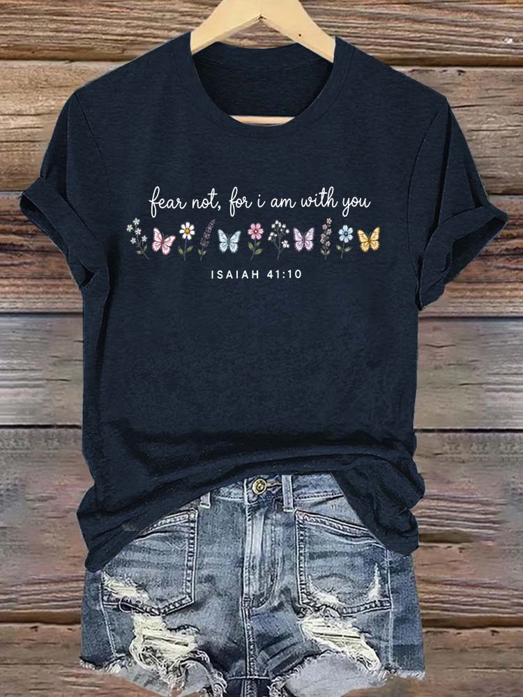 With You Pattern Round-Neck Cotton T-Shirt