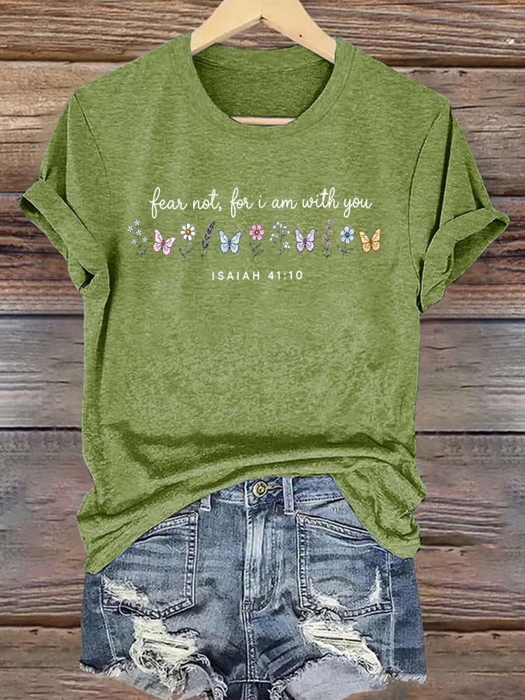 With You Pattern Round-Neck Cotton T-Shirt