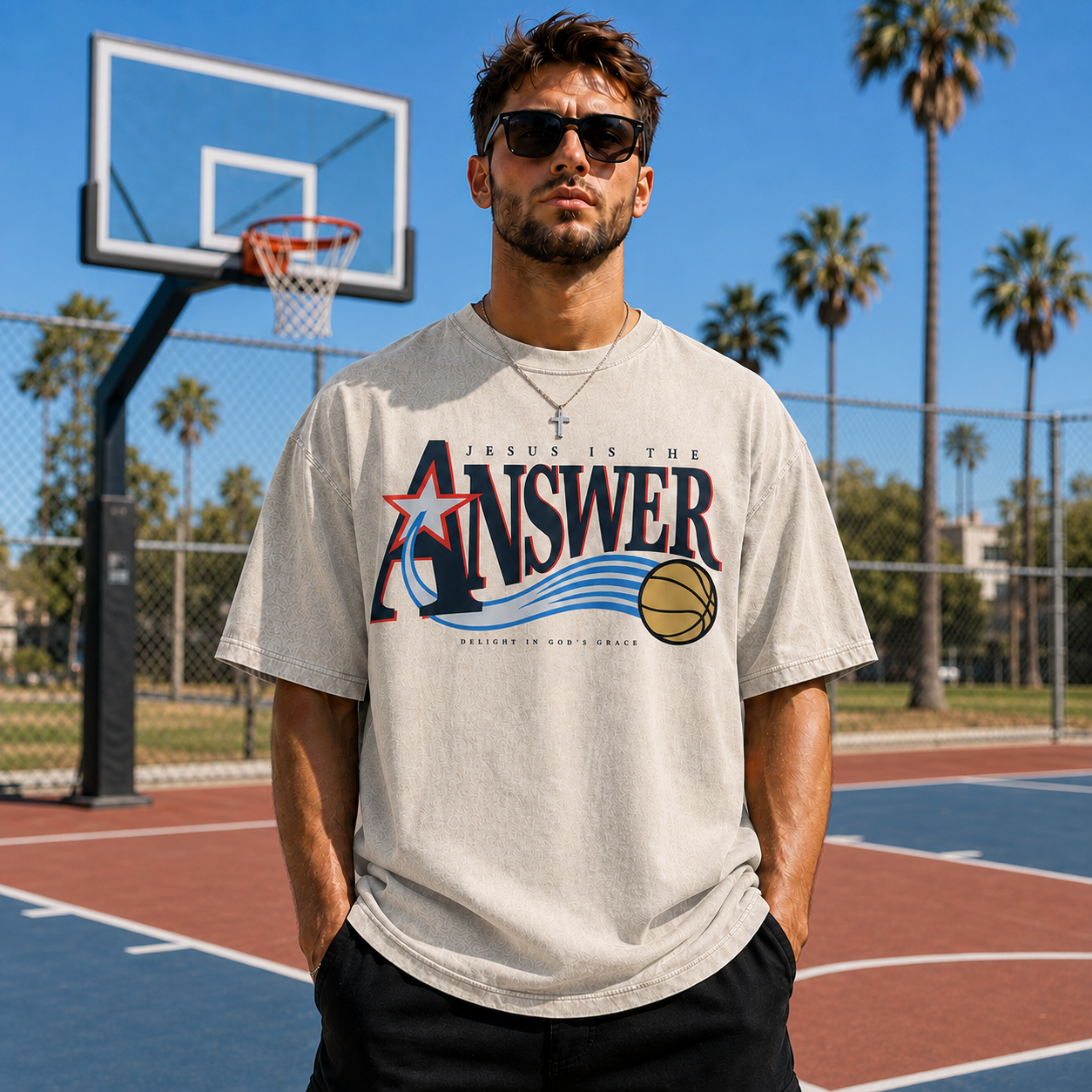 Jesus Is The Answer Christian Washed T-Shirt