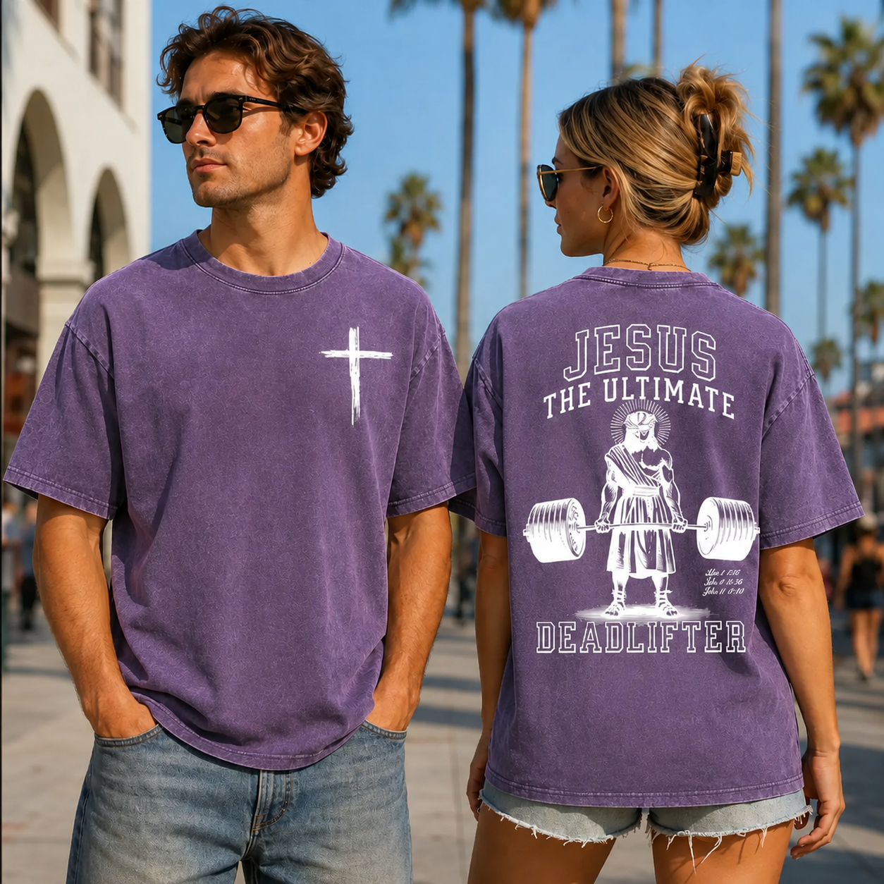 Jesus The Ultimate Deadlifter Washed T-Shirt Funny Christian Shirt Jesus Lover Gym Tee Weightlifting Training Top Religious Gift