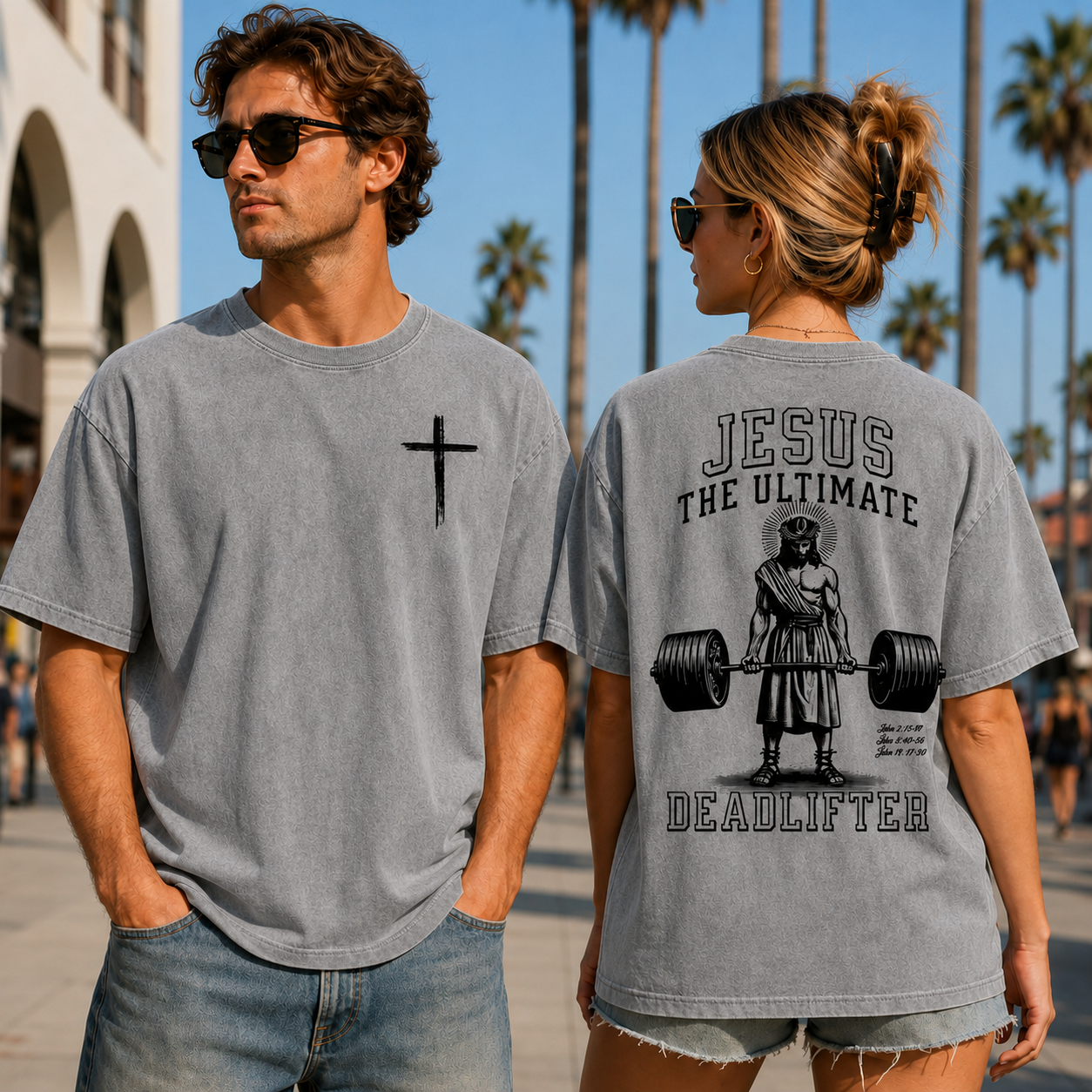 Jesus The Ultimate Deadlifter Washed T-Shirt Funny Christian Shirt Jesus Lover Gym Tee Weightlifting Training Top Religious Gift