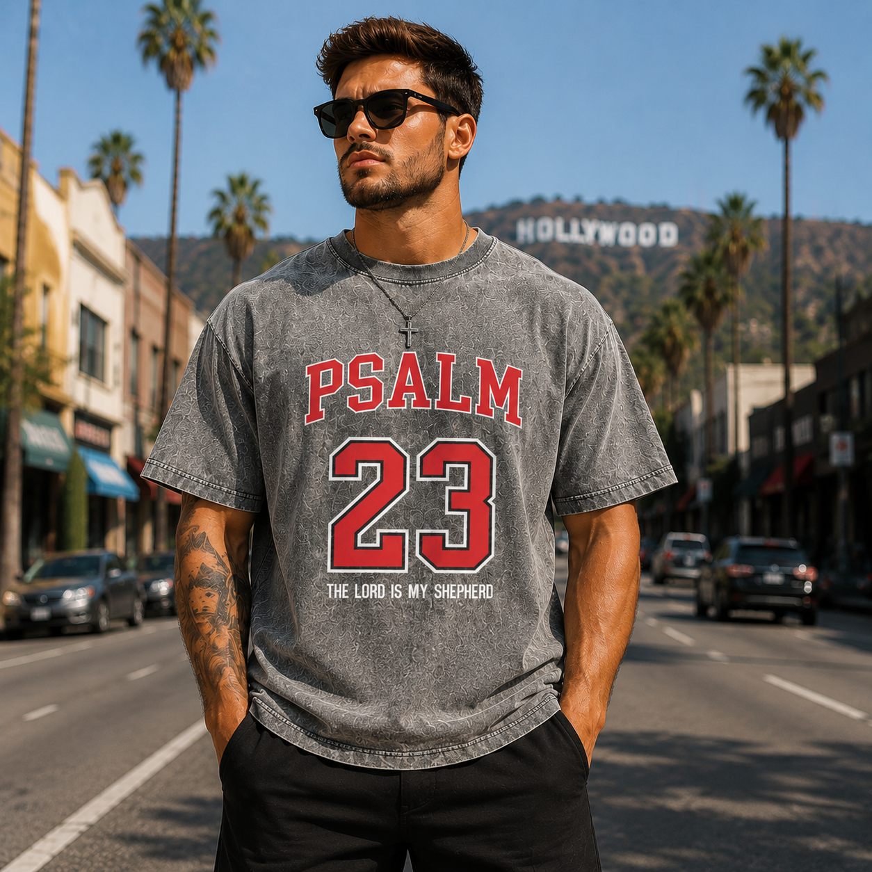 Psalm 23 Christian Washed T-Shirt