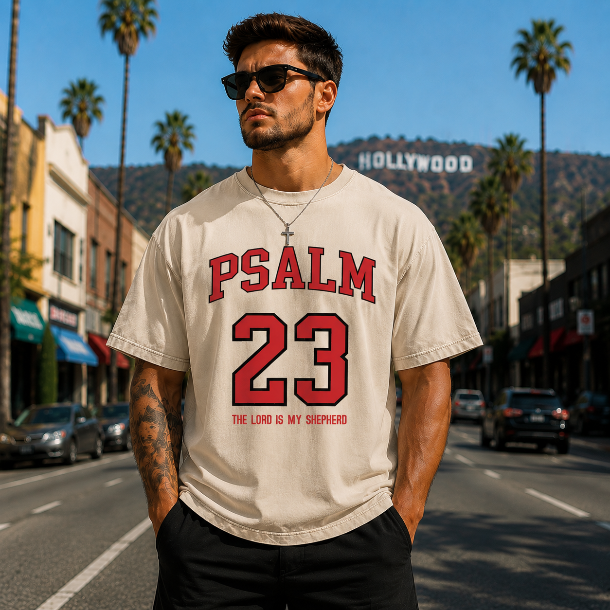 Psalm 23 Christian Washed T-Shirt
