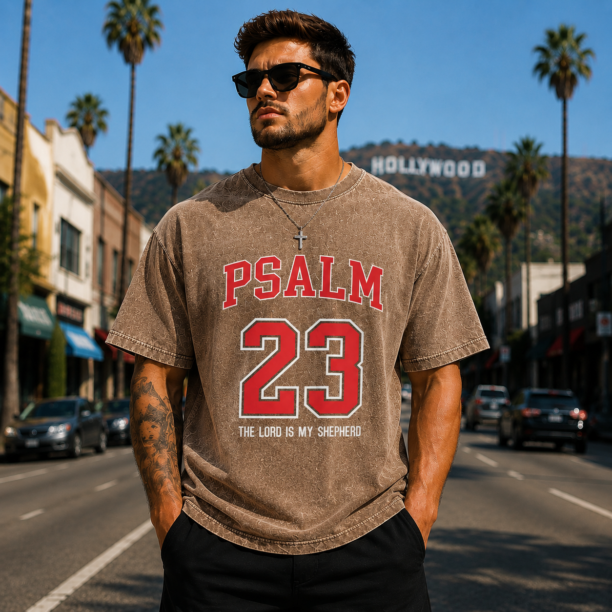 Psalm 23 Christian Washed T-Shirt